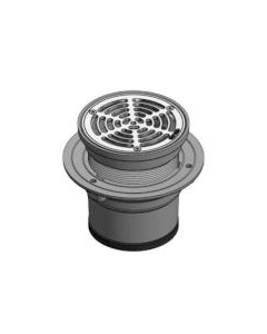 Wade 1000-DC Floor Drain Body with Double Adjustable Round Top Assembly - Cast Iron Shank